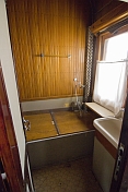 Shower/bathroom in Joseph Stalin\\\\'s personal railway carriage, at the Stalin Museum.