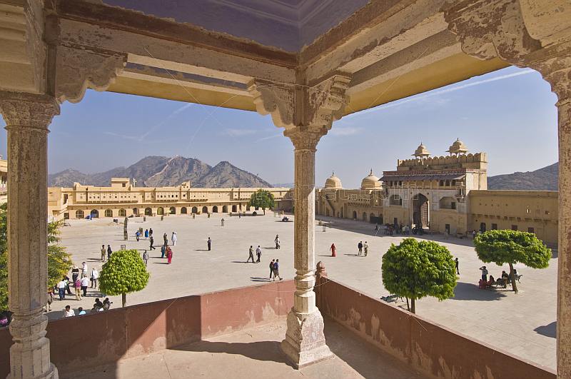 Looking out over the Jaleb Chowk at the Amber Fort, a gathering place and parade ground for soldiers.