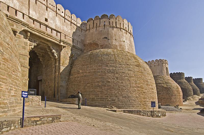 A guard stands duty at the entrance to the Kumbhalgarh Fort, which was built by Maharaja Kumbha in 1485.