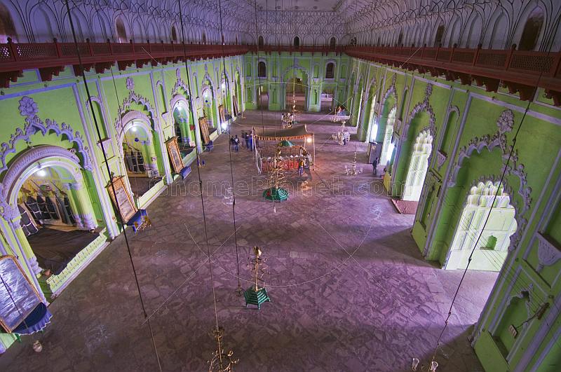 The vast interior hall of the Bara Imambara, built by Asaf-ud-Daula, is 50m long and 15m high.