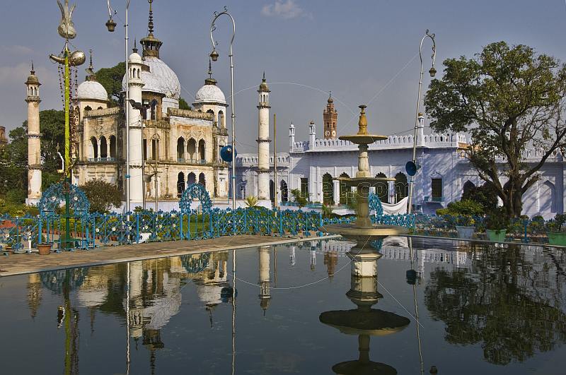 Interior mosque of the Hussainabad or Chota Imambara, set amongst fountains.