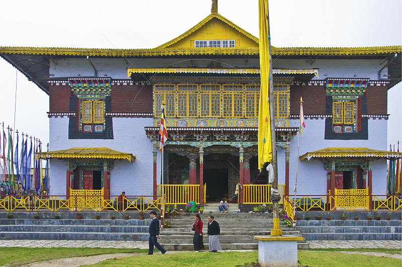 Buddhist pilgrims visit the Pemayangtse Monastery.