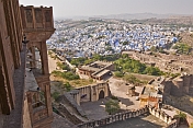 Looking out across the blue-walled houses of the old town from the rear of the Meherangarh Fort.