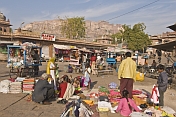 Traders sell material and clothing in Sardar Market.