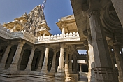 Intricately carved white marble interior of the Adinatha Temple at Ranakpur.