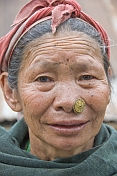 Sikkimese hill-lady with gold nose-jewellry.