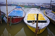 Deserted Rowing Boats Wait For Hire By Sangam Pilgrims