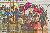 Boat Of Sikh Pilgrims Return From Visiting The Ganges Sangam