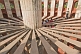 Image of Visitors explore the Ram Yantra, used to measure horizontal and vertical angles of celestial bodies, at the Jantar Mantar observatory on Sansad Marg.