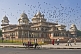 Image of Pigeons fly over the Albert Hall in Ram Niwas Gardens, which now contains the Central Museum and Art Gallery.