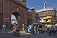 Trafiic waits for its turn to go through the gate to the Old City and the Purana Bazaar.