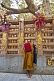 Image of A Buddhist pilgrim pauses for prayer and comtemplation before the Tree of Enlightenment at the Mahabodhi Temple.