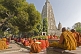 Image of Buddhist monks wait for services to begin at the Mahabodhi Temple.