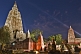 Image of The towers of the Mahabodhi Temple at sunset.