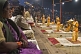 Image of Evening 'Aarti' or fire puja performed by Hindu priests on the banks of the Ganga River.