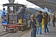 A steam-hauled train pulls into Darjeeling station.