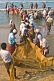 Image of Fishermen struggle to haul their fishing net through the surf and on to the beach.