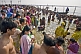 Image of Mass crowds of Hindu pilgrims bathe at Yamuna Sangam on Basant Panchami Snana.