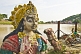 Statue Of Unknown Devi Goddess Stands In The Ganges Mud At Haridwar