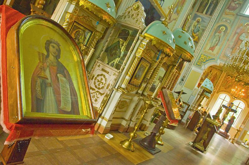 Interior of the Russian orthodox Saint Nicholas Cathedral, on Qabanbay Batyr.