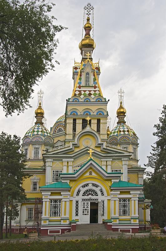 Painted and gilded exterior of the Zenkov Cathedral.