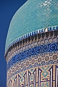 Blue tiled dome of the Yasaui Mausoleum.