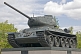 Image of Preserved Soviet T34 tank is a memorial to the WWII against Fascism.