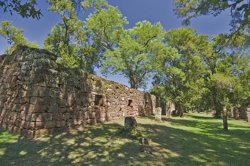 Monks cells and stone ruins of the Jesuit San Ignacio Mission.