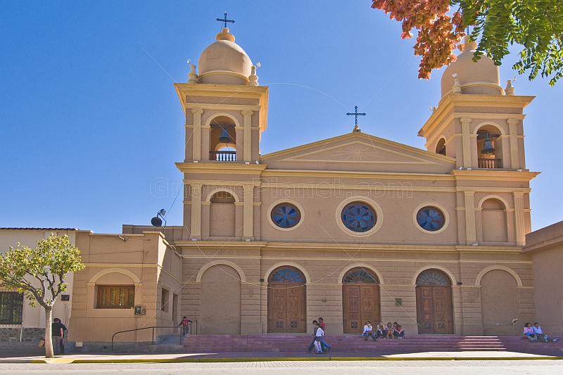 Towers of the Cafayate Cathedral on the Plaza Principal.