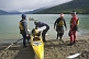 Canoers kayaking on the Beagle Channel.