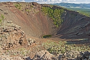 A view into the extinct Khorgo Uul volcano crater.