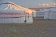 Image of Yurt camp at sunset.