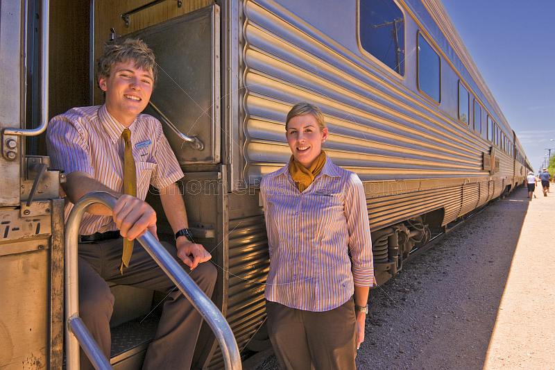 Great Southern Rail carriage attendants on the Indian Pacific long distance train.