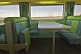 Seating and tables in the Matilda Cafe buffet car of the GSR Indian Pacific train.