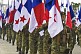 Soldiers of the Panamanian Defense Forces march with their national flag in the 2014 Flag Day Parade.