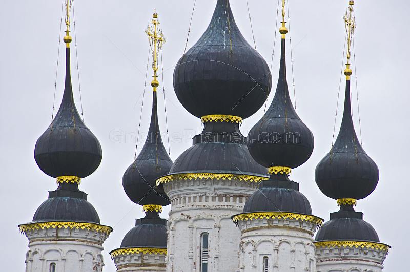 Black and gold onion-domes of the St Lazarus Church.