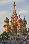 Russia European, Moskovskaya oblast, Moscow. The brightly colored walls and domes of St Basils Cathedral (Pokrovsky Cathedral), in Moscow's Red Square.