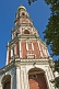The brick and white-marble Bell Tower, in the Novodevichy Convent.