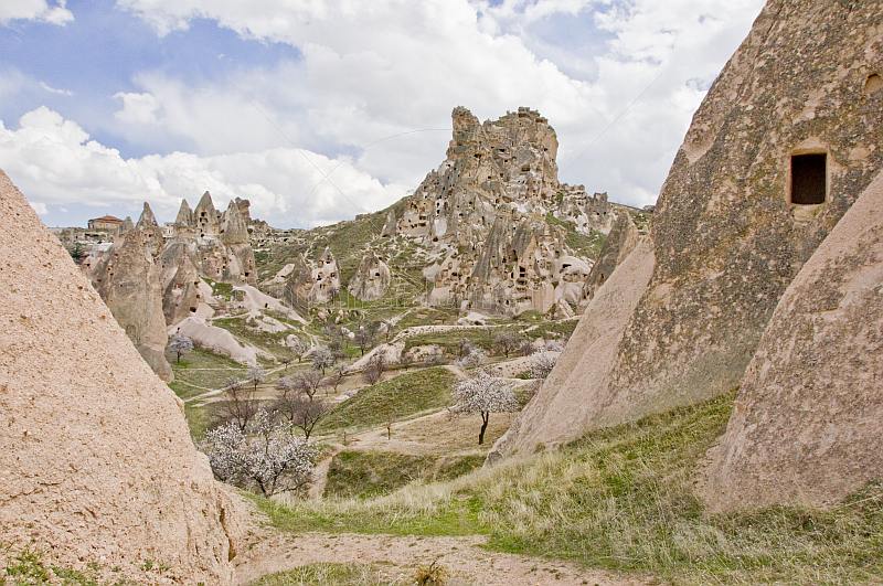 A valley of fairy chimneys and cave dwellings near the Uchisar Castle.