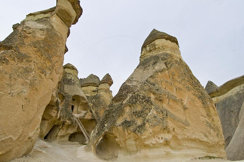A ladder leads to one of the curious troglodyte caves near Goreme.