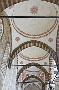 Interior of white domes surrounding the courtyard of the Sultan Ahmet Camii, or Blue Mosque, in Sultanahmet.