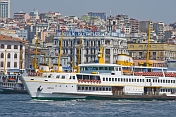 A Bosphorus ferry boat approaches Kadikoy, on the Golden Horn.
