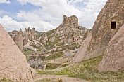 A valley of fairy chimneys and cave dwellings near the Uchisar Castle.