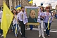 Portrait of Taras Shevchenko on display for Ukrainian Independence Day.