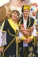 Ukrainian couple in regional dress celebrate Independence Day in Kiev.