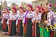 Women in Ukrainian national dress pose for photos on Independence Day.