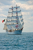 The 3 masted barque 'Sagres' sails off the Massachusetts coast.