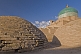Image of Early morning sunshine lights the brick domes of the Bathhouse of Anush-Khan.