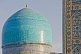 Image of Blue-tiled domes of the Tilla-Kari Medressa.
