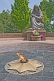 Image of The Crying Mother war memorial with eternal flame which honours the 400,000 Uzbek soldiers who died in WWII.